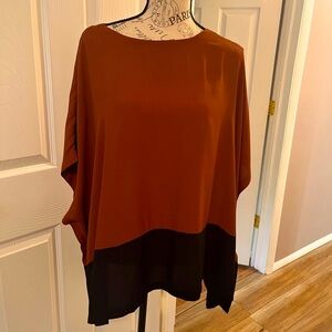 Chico's Brown and Black Dolman Sleeve Oversized Blouse